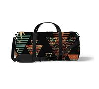 Sports Gym Duffle Bags for Yoga Dancing, Overnight Weekender Travel Bag Tribal Geometric Elements, Workout Carry on Shoulder Bag for Women Men