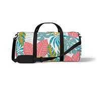 Sports Gym Duffle Bags for Yoga Dancing, Overnight Weekender Travel Bag Tropical Leaves Light Color, Workout Carry on Shoulder Bag for Women Men