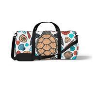 Sports Gym Duffle Bags for Yoga Dancing, Overnight Weekender Travel Bag Turtle Shells in Line Style, Workout Carry on Shoulder Bag for Women Men