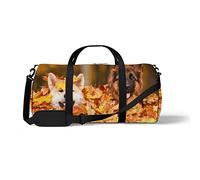 Sports Gym Duffle Bags for Yoga Dancing, Overnight Weekender Travel Bag Two Dogs Lying in Leaves, Workout Carry on Shoulder Bag for Women Men