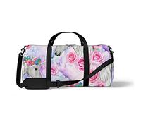 Sports Gym Duffle Bags for Yoga Dancing, Overnight Weekender Travel Bag Unicorn Pink Rose, Workout Carry on Shoulder Bag for Women Men