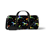 Sports Gym Duffle Bags for Yoga Dancing, Overnight Weekender Travel Bag Unicorn Silhouettes Rainbow, Workout Carry on Shoulder Bag for Women Men