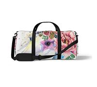 Sports Gym Duffle Bags for Yoga Dancing, Overnight Weekender Travel Bag Unicorn with Floral Ornament, Workout Carry on Shoulder Bag for Women Men