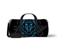 Sports Gym Duffle Bags for Yoga Dancing, Overnight Weekender Travel Bag Wolf Sacred Geometry, Workout Carry on Shoulder Bag for Women Men