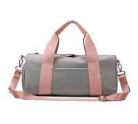 Sports Gym Handbag Women Fitness Swimming Training Bags Female Dance Yoga Mat Bag Outdoor Travel Luggage Pack with Shoes Pocket(Pink and Gray)