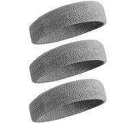 Sports Headband for Men & Woman, Stretchy & Soft Cotton Terry Cloth Sweat Head Bands for Working Out, Tennis, Basketball, Baseball, Football, Running, Gym Exercise (Gray)