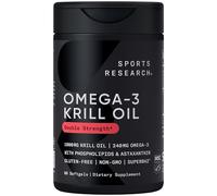 Sports Research Huile De Krill Antarctique (Double Résistance) 1000Mg Avec Oméga-3 Epa, Dha Et L’Astaxanthine | 60 Gélules Liquides - 2 Mois D’Approvisionnement