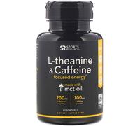 Sports Research, L-Théanine et Caféine, Formule 2-en-1, 60 Gélules Souples