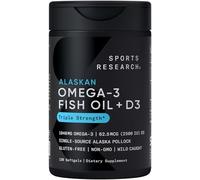 Sports Research Triple Strength Omega-3 from Wild Alaska Pollock with Vitamin D3 2500ius2-in-1 Vitamin D & Omega DHA Fish O