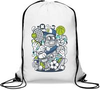 Sports Robot Jack of All Trades Champion of Everything Sac de sport décontracté avec cordon de serrage Blanc