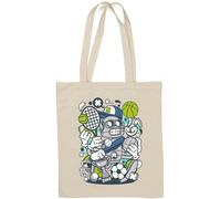 Sports Robot Jack of All Trades Champion of Everything Sac fourre-tout en coton naturel Blanc