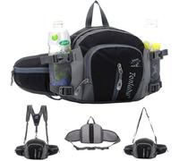 Sports Taille Pack Pack randonnée Taille Sac en Toile Taille Camping Packs Escalade sacoches avec Porte-Bouteille - Noir