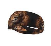 Sports The Lion's Gaze Bandeau anti-transpiration pour homme et femme - Respirant et extensible - Bandeau de gym et course à pied