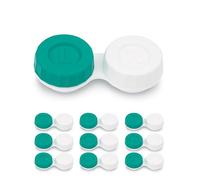 SPORTS WORLD VISION Étui lentilles Contact Vert & Blanc | Boîte lentilles Contact à Couvercle Plat à vis | 10PC Porte-Solution pour lentilles de Contact de Voyage Portable, Marquages G&D Dessus Étui