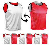SPORTSBIBS Chasuble réversible de Football - L'ensemble de 6 Gilets Double Face, Maille Scrimmage Training, Juniors et Adultes, Mêlée de Bavoirs de Sports, t-Shirt de Course Unisex S M L XL