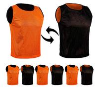 SPORTSBIBS Chasuble réversible de Football - L'ensemble de 6 Gilets Double Face, Maille Scrimmage Training, Juniors et Adultes, Mêlée de Bavoirs de Sports, t-Shirt de Course Unisex S M L XL