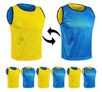 SPORTSBIBS Chasuble réversible de Football - L'ensemble de 6 Gilets Double Face, Maille Scrimmage Training, Juniors et Adultes, Mêlée de Bavoirs de Sports, t-Shirt de Course Unisex S M L XL