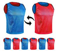 SPORTSBIBS Chasuble réversible de Football - L'ensemble de 6 Gilets Double Face, Maille Scrimmage Training, Juniors et Adultes, Mêlée de Bavoirs de Sports, t-Shirt de Course Unisex S M L XL