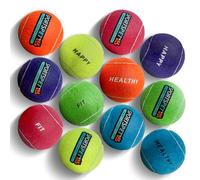 SPORTSPET Lot de 12 balles de tennis pour chiens en caoutchouc naturel, durables, non abrasives, sans pression, sans danger pour les dents et les gencives, multicolore, taille moyenne 64 mm
