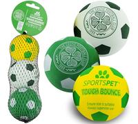 SPORTSPET Lot de 3 balles celtiques pour chien rebondissantes | Balles en caoutchouc durable pour chiens forts et actifs | Non toxiques, flottent dans l'eau | Couleurs officielles du club | 65 mm