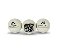 SPORTSPET Lot de 3 balles pour chien « Glow in the Dark » - phosphorescentes et robustes - Diamètre : 60 mm