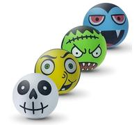 SPORTSPET Monsters Mini balles rebondissantes pour chien | Lot de 4 | Balles en caoutchouc pour petits chiens et chiots | Non toxiques, flottent dans l'eau | 45 mm pour races de jouets | Citrouille