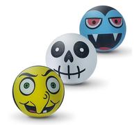 SPORTSPET Monsters Tough Bounce Lot de 3 balles en caoutchouc durable pour chiens forts Non toxiques Flottent dans l'eau 65 mm pour chiens de taille moyenne et grande Sorcière, squelette et maman
