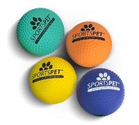 SPORTSPET Tough Bounce DIMPLE Lot de 4 balles de tennis pour chien Taille 65 mm Balles en caoutchouc texturé pour chiens Non toxiques et rebondissantes Conçues pour jouer