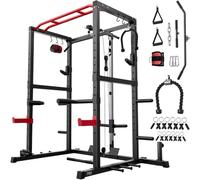 Sportsroyals Cage de puissance, 725,7 kg multifonction avec système de croisement de câble réglable et plus d'accessoires d'entraînement, cage de poids pour salle de sport à domicile