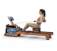 Sportstech Rameur pour la Maison à résistance Eau ou magnétique, avec 1 an d'App STL Incluse, écran LED, Double Rail, Silencieux, siège Ergonomique, Rangement Vertical - PROwer/WRX500