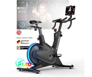 Sportstech sBike Lite - Vélo d'intérieur intelligent avec ses LED intégrées + avec 1 an d'App STL Incluse, demande et support de tablette à 360° pour un entraînement complet du corps