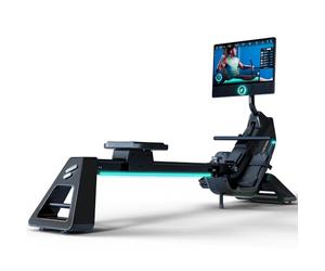 Sportstech sRow rameur d’intérieur - Machine Haut de Gamme avec écran Tactile 21,5'' et Technologie LED, avec 1 an d'App STL Incluse, Compatible applis avec entraînements et Cours - Marque Allemande.