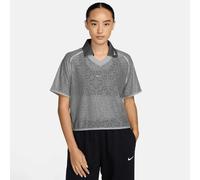 Sportswear Loose Lace Polo Jersey Top gris M