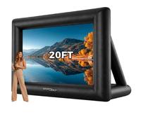SPORTSWIN Écran de cinéma gonflable d'extérieur de 6,1 m avec souffleur d'air, écran de projection gonflable facile à installer pour jardin, fêtes à thème et célébrations