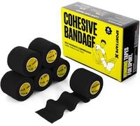 Sporttape 6 Rolls Football Sock Tape5cm X 4.5m-BlackCohesive Bandage For Socks,Shin GuardsVeterinary Bandage For Dogs And Horses