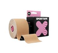SPORTTAPE Bande de Kinésiologie Adhésion Douce 5cm x 5m Beige | Bande Sport Hypoallergénique et Résistante à l’Eau pour Peaux Sensibles, Soutien Musculaire, Binding FTM, Taping Visage