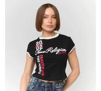 Sporty Cap Sleeves Ringer Baby Tee noir L