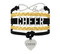 Sportybella Bracelet à breloques - Bijoux de pom-pom girl réglables Infinity Love aux couleurs de l'équipe pour pom-pom girls, 7 inch, Zinc