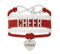 Sportybella Bracelet à breloques - Bijoux de pom-pom girl réglables Infinity Love aux couleurs de l'équipe pour pom-pom girls, 7 inch, Zinc