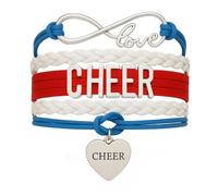 Sportybella Bracelet à breloques - Bijoux de pom-pom girl réglables Infinity Love aux couleurs de l'équipe pour pom-pom girls, 7 inch, Zinc