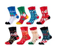SPORWAY 8 Paires de Chaussettes de Noël pour Hommes et Femmes, Multicolore Socks Chaussettes à Motifs Drôles Confortable et Respirant Cadeau (8PCS-2)