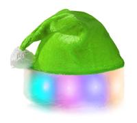 SPORWAY Bonnet de Père Noël avec Lumières LED - Peluche pour Adulte, Fête du Nouvel An et Noël Festive - Rouge et Vert