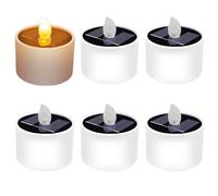 SPORWAY Bougies LED, Énergie Solaire Bougie LED, Scintillante Bougies à LED Sans Flamme,Réaliste Effet de Verre,Décoration Mariage Fêtes Intérieure Extérieure, 6 Pièces Bougie Chauffe Plat LED