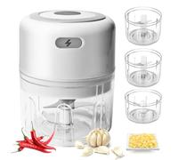 SPORWAY Coupe-oignons électrique : hachoir à oignons, presse-ail, rechargeable par USB, pour viande, oignons, ail (2 x 250 ml et 100 ml)