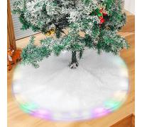 SPORWAY Couverture de sapin de Noël ronde : 78 cm Couverture de Noël blanche Jupe de sapin de Noël avec lumière colorée Couverture de sapin de Noël en peluche Tapis de sapin de Noël en fausse fourrure