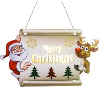 SPORWAY Frohe Weihnachten Panneau suspendu : Décoration Merry Christmas avec lumière LED, décoration de Noël, panneau de porte, panneau mural, panneau d'accueil pour porte d'entrée, maison, fenêtre