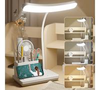 SPORWAY Lampe de bureau LED : 3 couleurs à intensité variable Lampe de bureau pour enfants, lampe de lecture USB avec porte-stylo, lampe de chevet col de cygne à 360° pour lecteur, travail, étude
