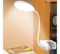 SPORWAY Lampe de Bureau Pince: Lampe de Lecture USB Rechargeable Portable, Lamp de Bureau Commande Tactile avec Gooseneck, 3 Modes et Dimmable Luminosité pour Lire, Étude (Blanc-1)