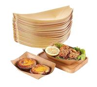 SPORWAY Lot de 100 assiettes en carton, bols à frites, en papier kraft pour fêtes, étanche, marron, pour salade, sushi, frites