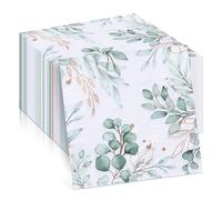 SPORWAY Lot de 100 feuilles de serviettes de table pour anniversaire, baptême, communion, eucalyptus, eucalyptus, vert eucalyptus, pour jardin, fête, décoration de table WD0187-CJZ